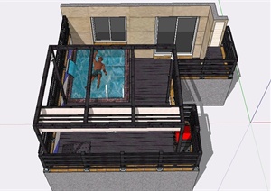 现代某住宅建筑屋顶花园布置设计SU(草图大师)模型