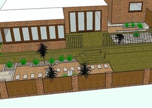 现代住宅屋顶花园设计SU(草图大师)模型