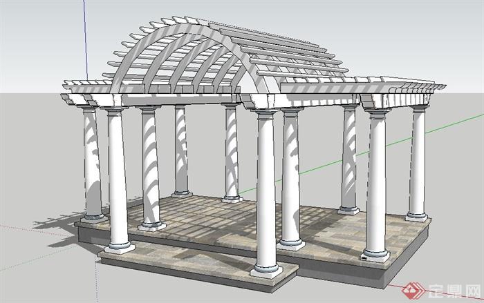 欧式拱形廊架设计su模型(2)