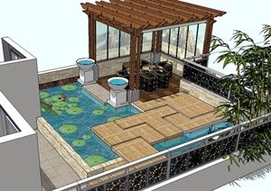 住宅屋顶花园设计SU(草图大师)模型