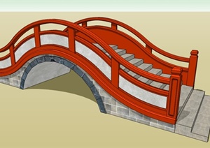红色拱桥设计SU(草图大师)模型