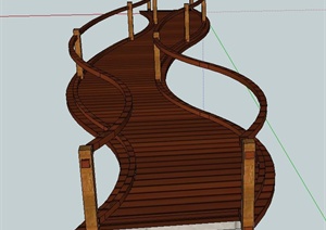 园林景观节点木质栈道桥设计SU(草图大师)模型