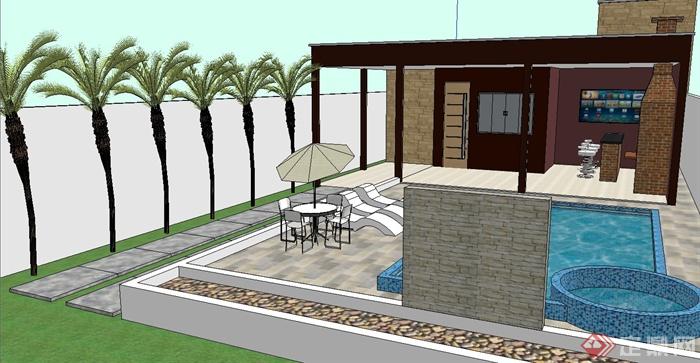 屋顶花园su模型设计(2)