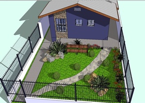 某单层住宅庭院景观规划设计SU(草图大师)模型