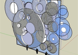 现代创新型圆环景墙设计SU(草图大师)模型