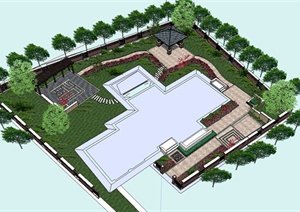 某屋顶庭院花园设计SU(草图大师)模型