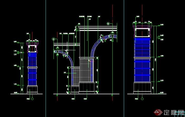 欧式弧形大门建筑设计CAD施工图(3)