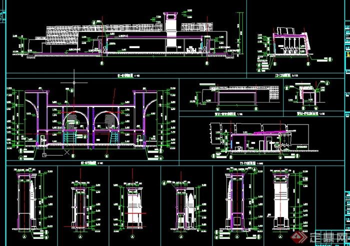 欧式弧形大门建筑设计CAD施工图(4)