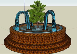 圆形树池水景设计SU(草图大师)模型
