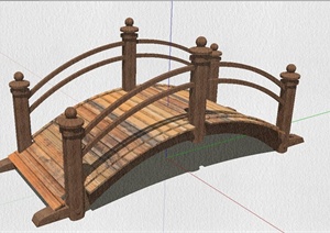 园林景观木木质园拱桥设计SU(草图大师)模型