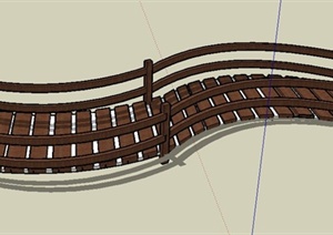 园林景观节点木质S形平桥设计SU(草图大师)模型