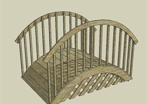 园林景观节点木拱桥设计SU(草图大师)模型