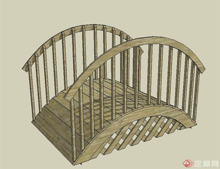 园林景观节点木拱桥设计SU模型(1)