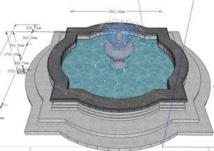 景观节点喷泉水池景观设计SU(草图大师)模型