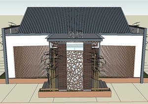 古典中式单层厕所建筑设计SU(草图大师)模型