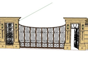 两款入口大门门廊设计SU(草图大师)模型