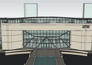 现代 多层总部办公楼建筑设计SU(草图大师)模型