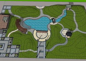 某中式风格公园景观设计SU(草图大师)模型