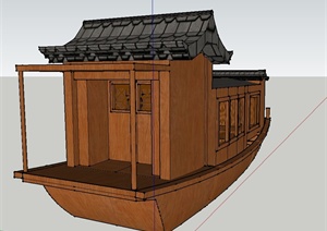 木质古典中式船房设计SU(草图大师)模型
