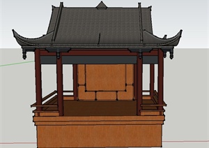 古典中式方形戏台设计SU(草图大师)模型