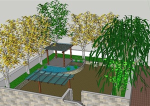 园林景观节点屋顶花园景观规划设计SU(草图大师)模型
