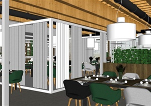 欧式餐吧餐厅SU(草图大师)模型设计