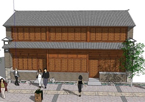两层古典中式瓦屋面住宅建筑设计SU(草图大师)模型