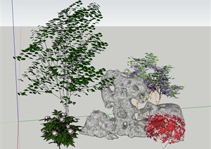 园林景观节点置石景观树设计SU(草图大师)模型