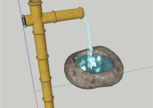 园林景观节点滴水景观设计SU(草图大师)模型