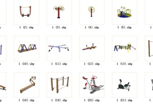 多种不同的室外健身器材SU(草图大师)模型