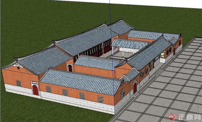 古建民居四合院设计su模型(3)