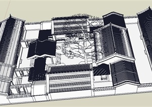 北京古建民居四合院建筑设计SU(草图大师)模型