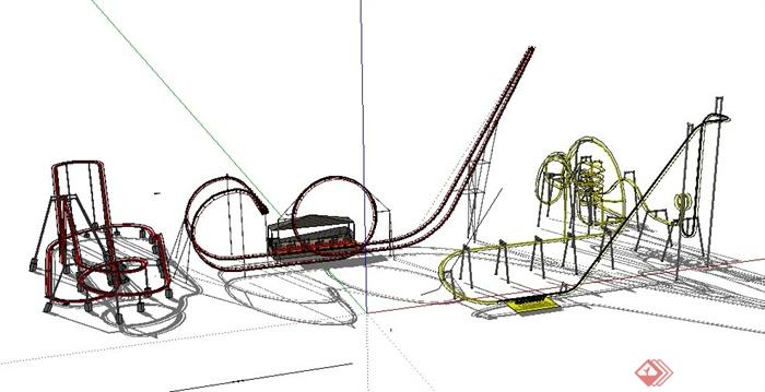 现代过山车游乐设施设计su模型(3)