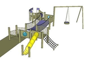 儿童游乐设施吊桥、秋千设计SU(草图大师)模型