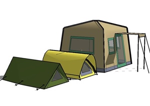 三款不同造型的帐篷设计SU(草图大师)模型