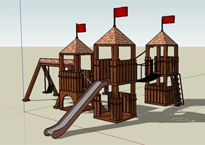 木质儿童游乐设施器械设计SU(草图大师)模型