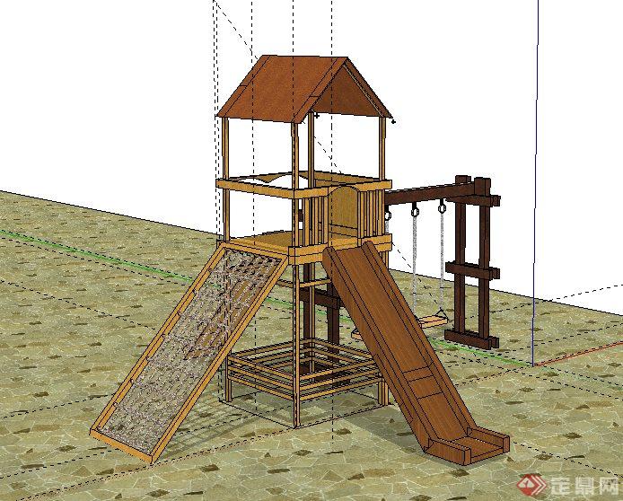 木质儿童游乐设施su模型(1)