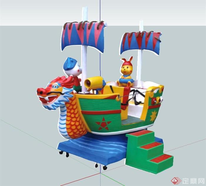 儿童游乐设施龙舟船设计su模型(1)