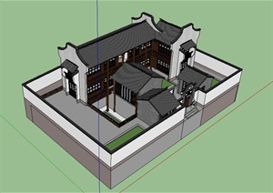 古建民居建筑含庭院设计SU(草图大师)模型