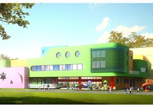 现代幼儿园建筑设计cad方案（含效果图）