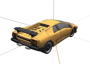 单个黄色跑车设计SU(草图大师)模型