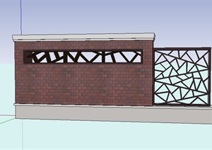 中式挡墙栅栏设计SU(草图大师)模型