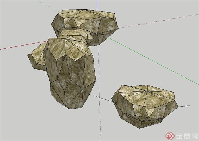 一组石头设计su模型(1)