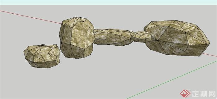 一组石头设计su模型(2)