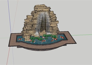 假山水池水景设计SU(草图大师)模型