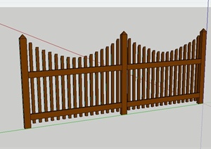 简单的木栏杆围栏设计SU(草图大师)模型