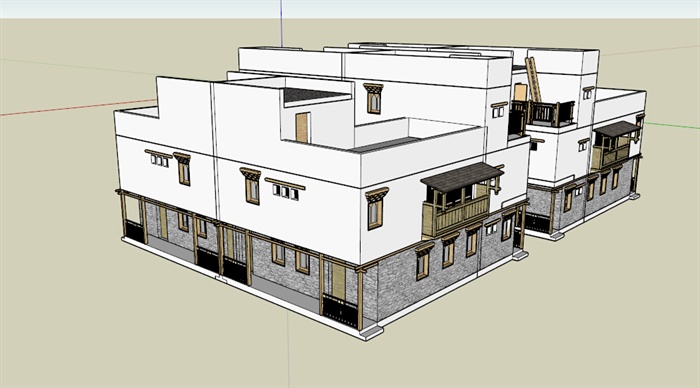 某现代中式别墅建筑su模型(1)