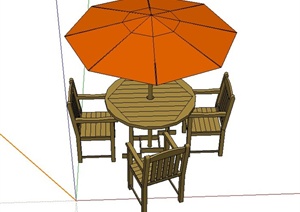 室外伞桌椅设计SU(草图大师)模型