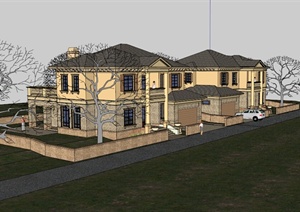 某两个独栋别墅建筑设计SU(草图大师)模型