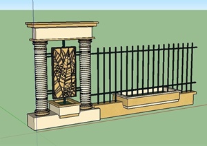 欧式围墙栏杆设计SU(草图大师)模型